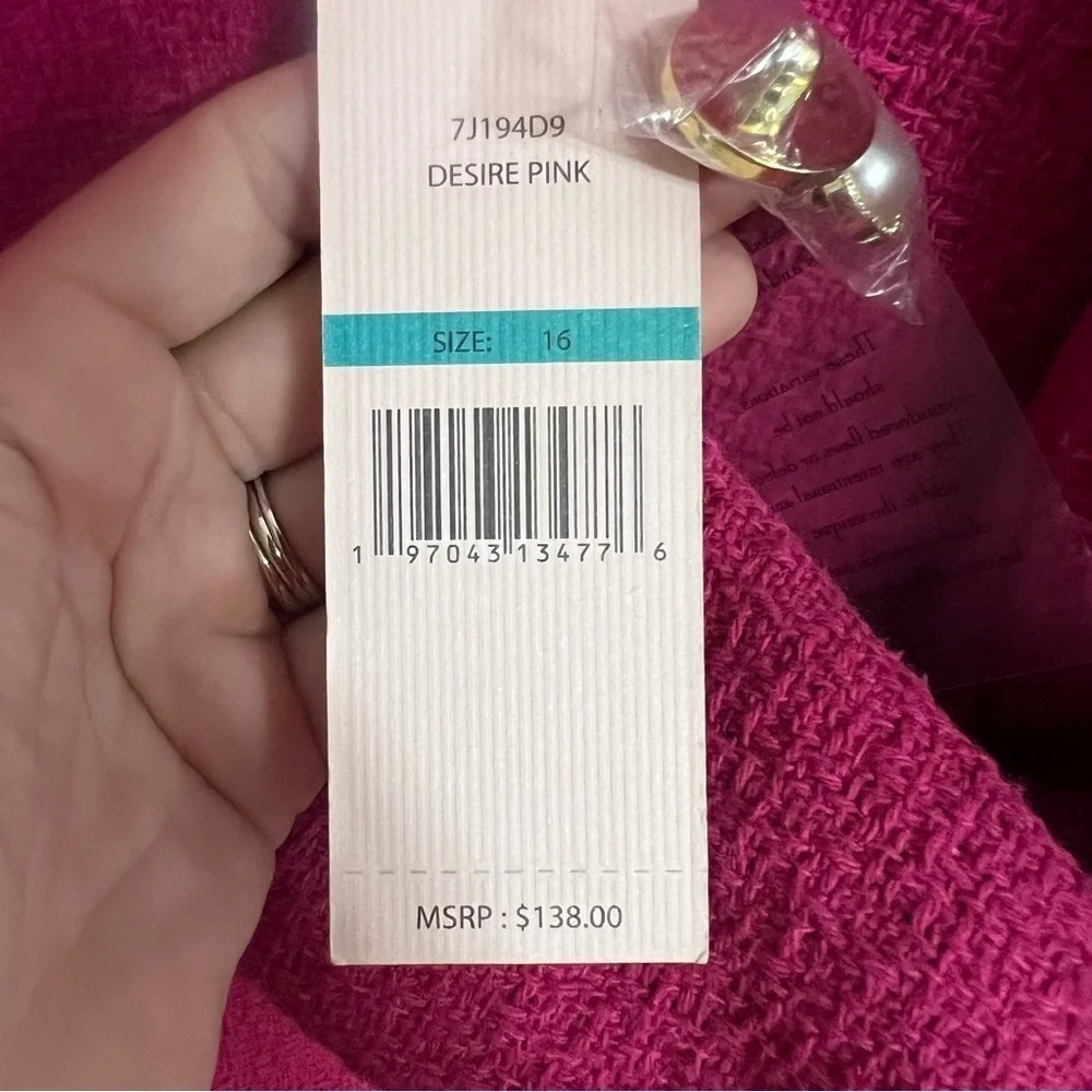 Nanette Lepore Pink Boucle Tweed Double Breasted Blazer Jacket Coat Sz 16 NEW - Picture 11 of 13